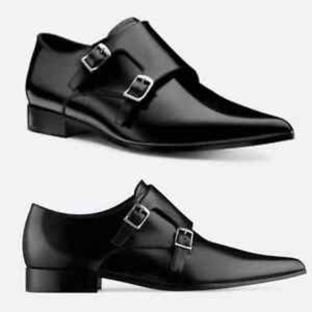 NWT Christian Dior Double Monk Strap Brushed Calf Skin Swing Shoe - EU 36.5